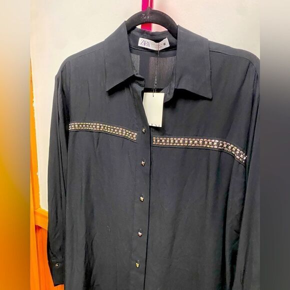 NWT Zara Studded Belted Mini Dress Sz XS - Picture 6 of 9